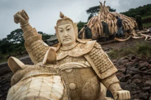 An Ivory statue seized in transit will also be added to the pyre. (Mia Collis/KWS)
