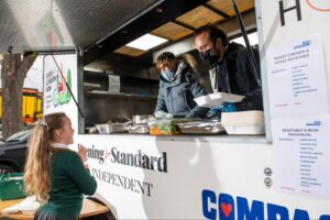 Footballer Reece James joined Evgeny Lebedev to volunteer for the Independent and Evening Standard Food for London Now campaignLucy Young